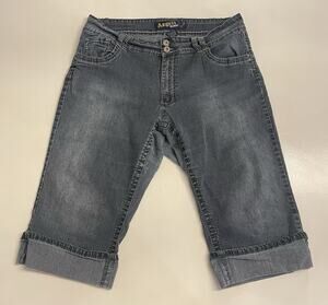 Women's Angels Jeans Blue Cuffed Capri Plus Size 22 Stretch Med Wash Mid Rise